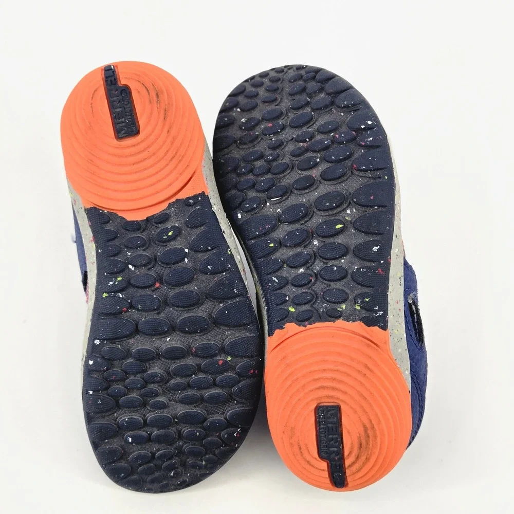 Merrell Bare Steps H2O Kids Sneaker 9W Blue Orange Water Shoe Wide Toe Box EUC